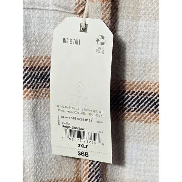 mutual weave Mens Big and Tall Midweight Shirt Jacket Beige Shadow 3XLT NWT - Picture 4 of 7